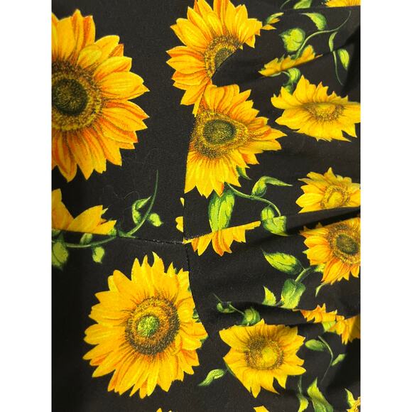 NO BO MID-RISE YOGA ANKLE LEGGINGS WOMENS, XXL(19)-BLACK & YELLOW SUNFLOWERS - Picture 6 of 9